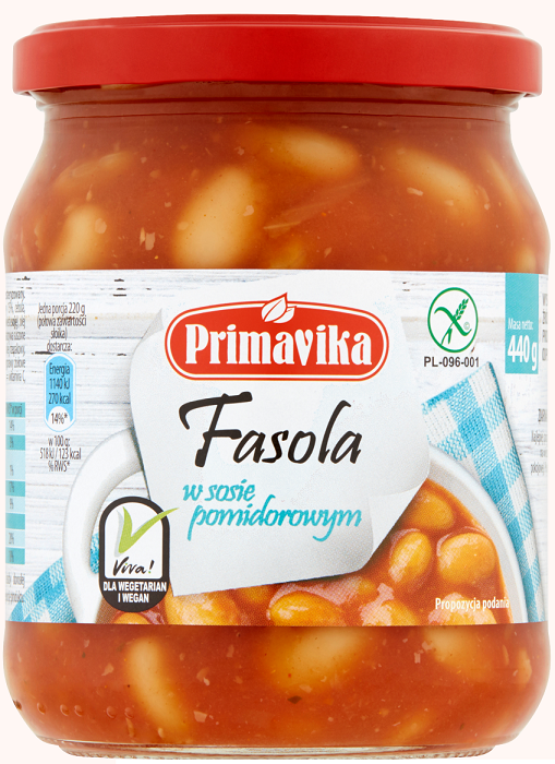 Primavika fasola w sosie pomidorowym bezglutenowa 440 g