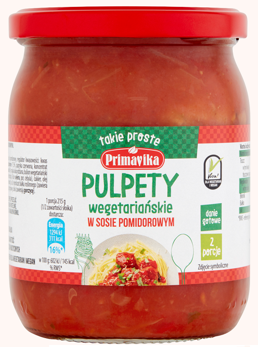 Primavika pulpety wegańskie w sosie pomidorowym 430 g