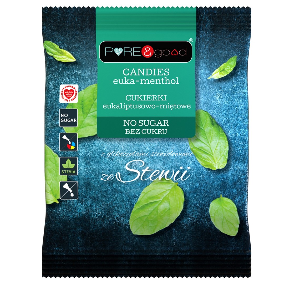 Pure&good cukierki eukaliptusowo  miętowe ze stewią bez cukru 50 g