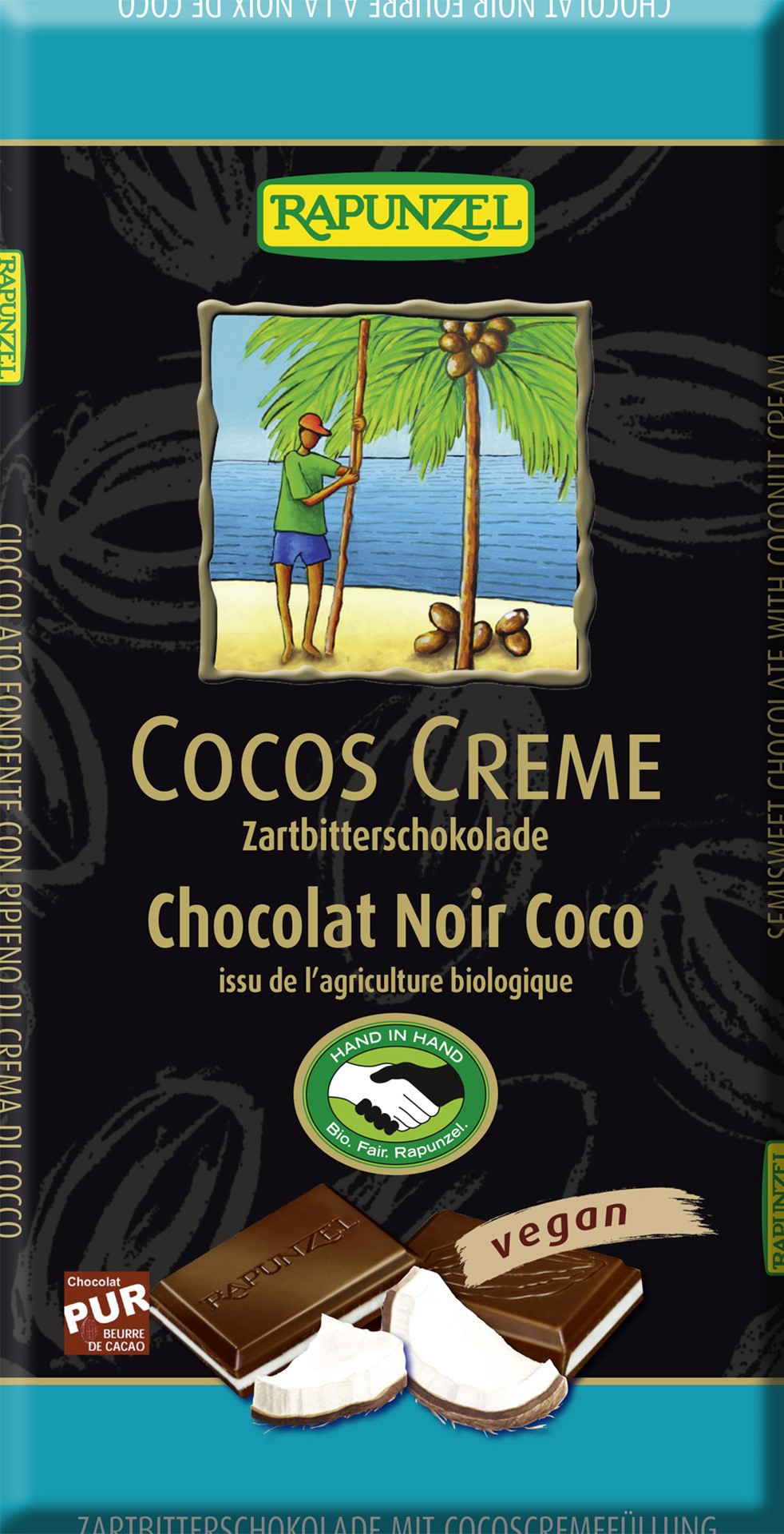 Rapunzel czekolada gorzka z nadzieniem kokosowym fair trade bio 100 g