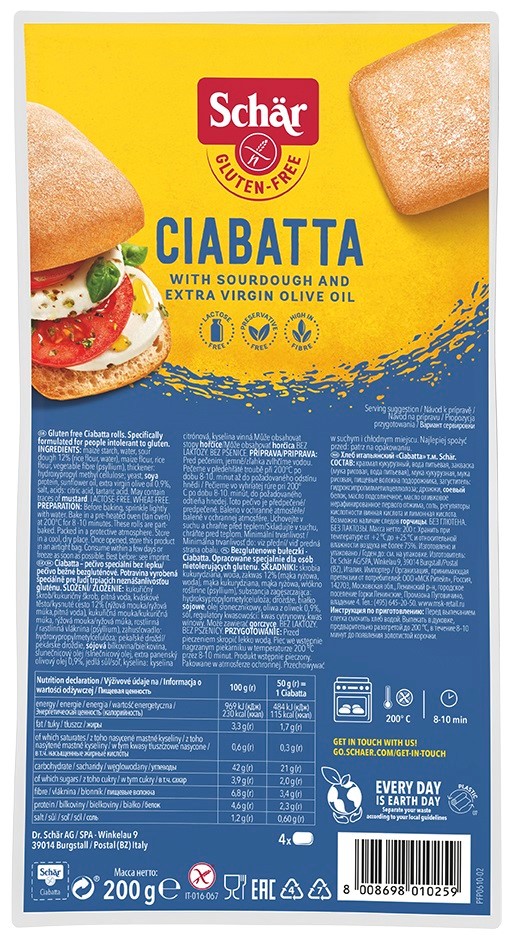 SCHAR Ciabatta- bułki do zapiekania BEZGL. 200 g