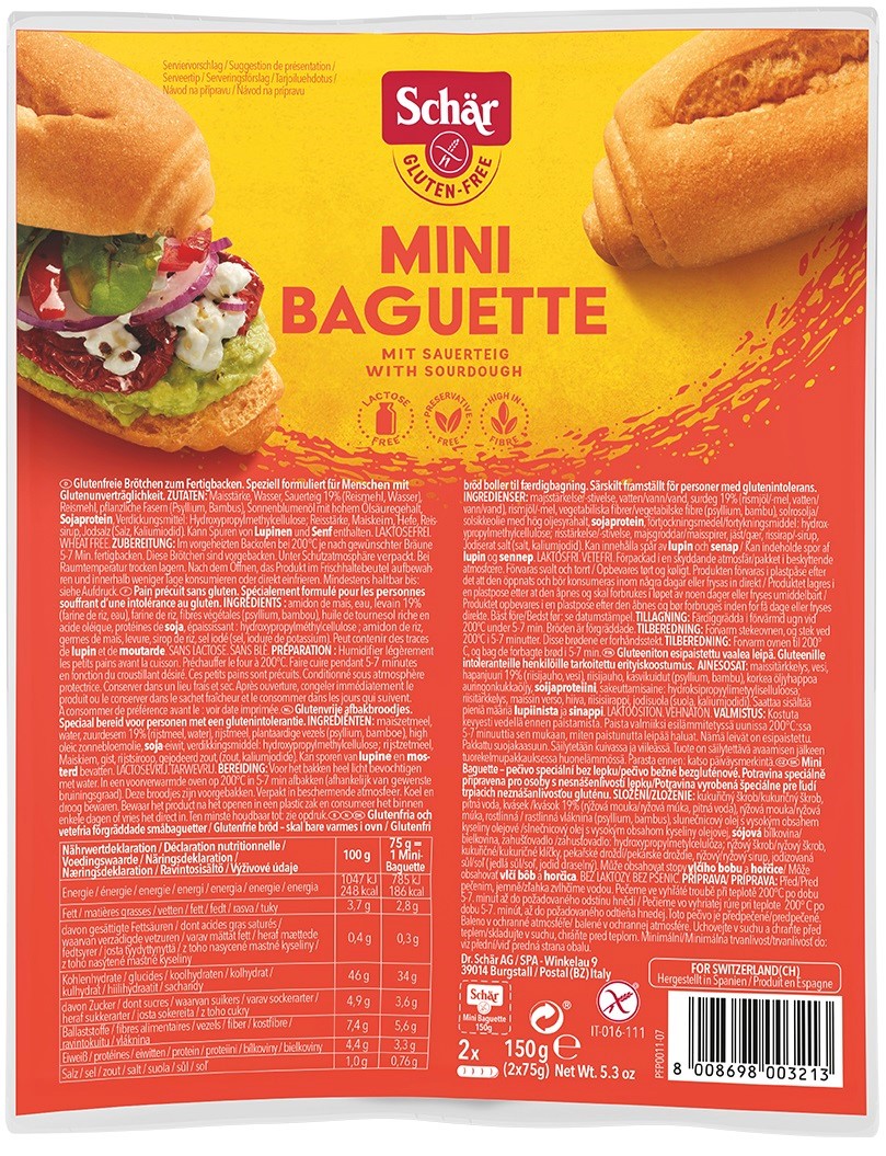 SCHAR Mini baguette- bagietki do zapiekania BEZGL.150 g