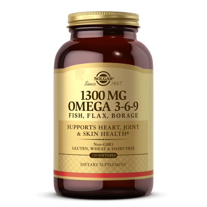 SOLGAR Omega 3-6-9 Fish, Flax, Borage (120 kaps.)