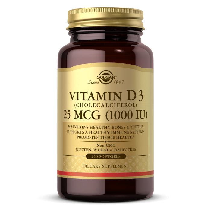 SOLGAR Witamina D3 1000 IU 25 mcg (250 kaps.)