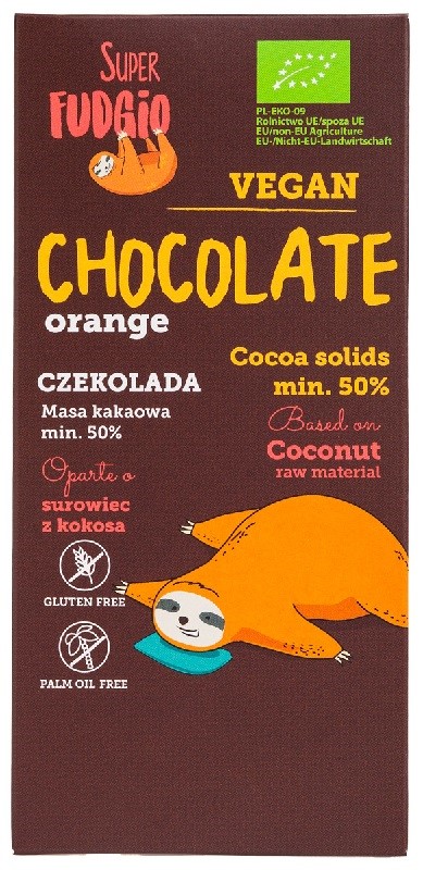 SUPER FUDGIO Wegańska czekolada pomarańczowa BIO 80 g