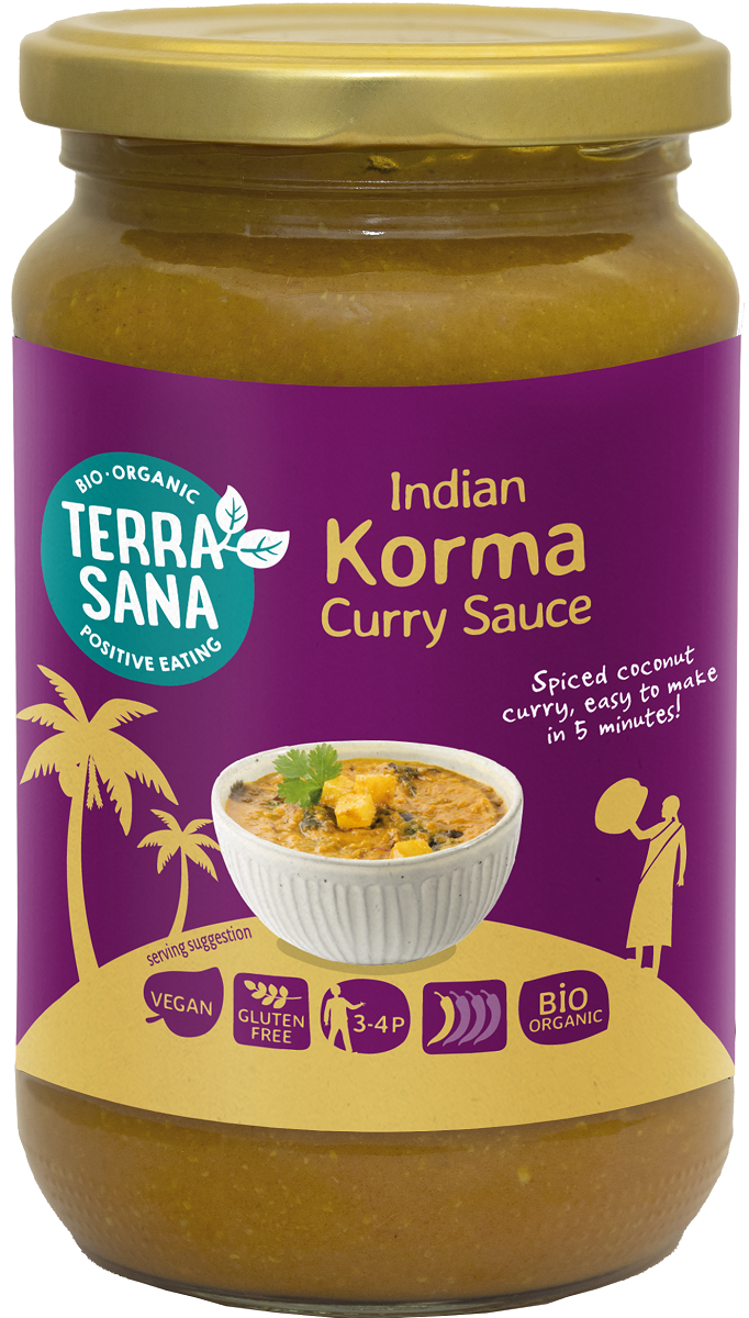 Terrasana sos curry żółty indian korma bezglutenowy bio 350 g