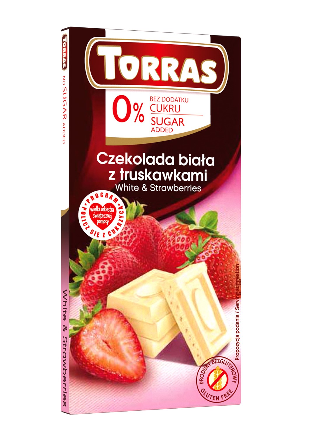 Torras czekolada biała z truskawkami bez dodatku cukrów bezglutenowa 75 g