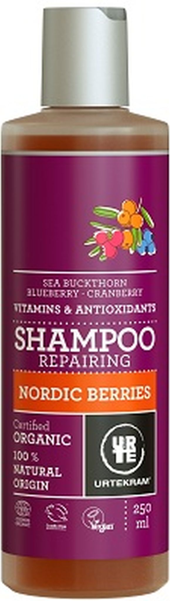 URTEKRAM Szampon Nordyckie Jagody regenerujący BIO 500 ml