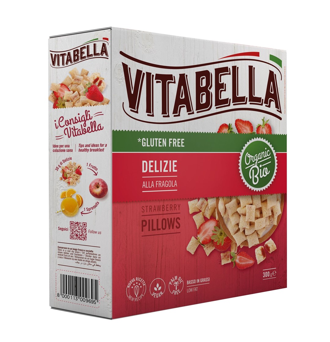 VITABELLA Poduszki owsiane z nadzieniem truskawkowym BEZGL. BIO 300 g