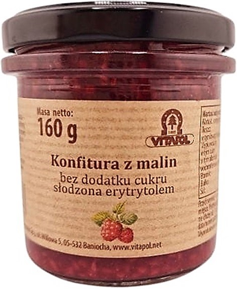 VITAPOL Konfitura z malin słodzona erytrytolem  B/C 160g