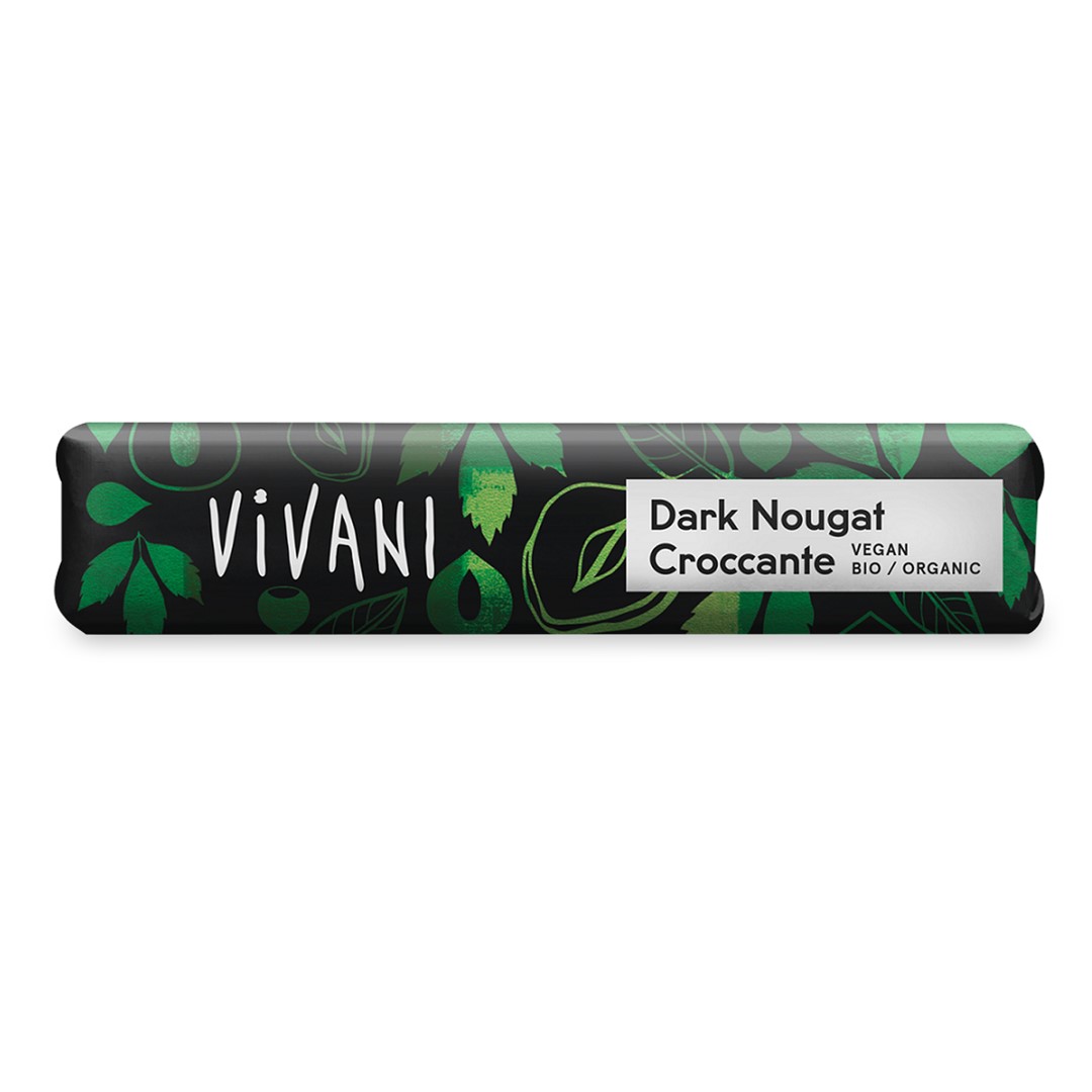 Vivani baton z gorzkiej czekolady nugatowej z krokantem z orzechów laskowych bio 35 g