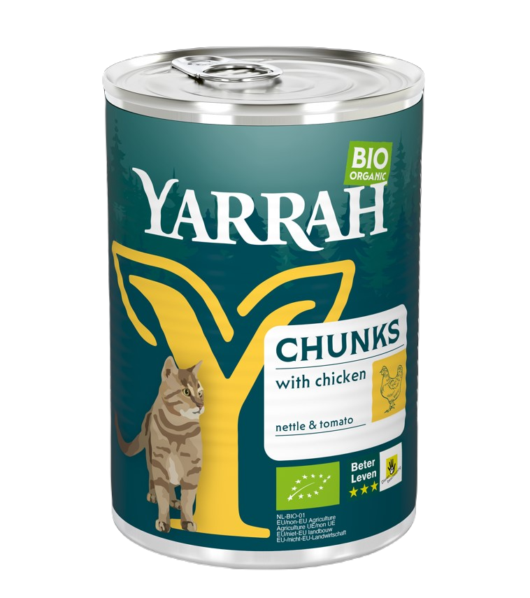 Yarrah (dla kota dorosłego) kawałki kurczaka z pomidorem i pokrzywą bio 405 g