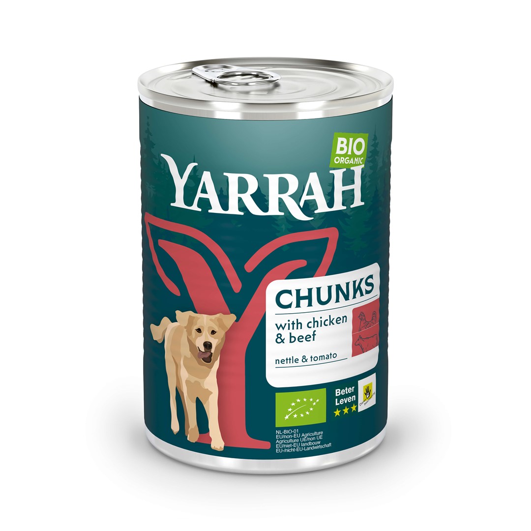 Yarrah (dla psa dorosłego) karma z wołowiną, pokrzywą i pomidorem bio 405 g