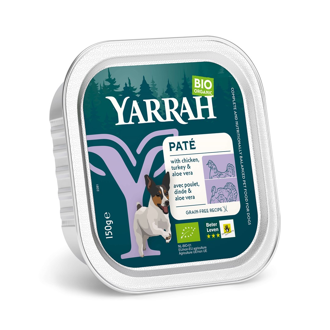 Yarrah (dla psa) pasztet z kurczaka, wołowiny i indyka z aloesem bio 150 g