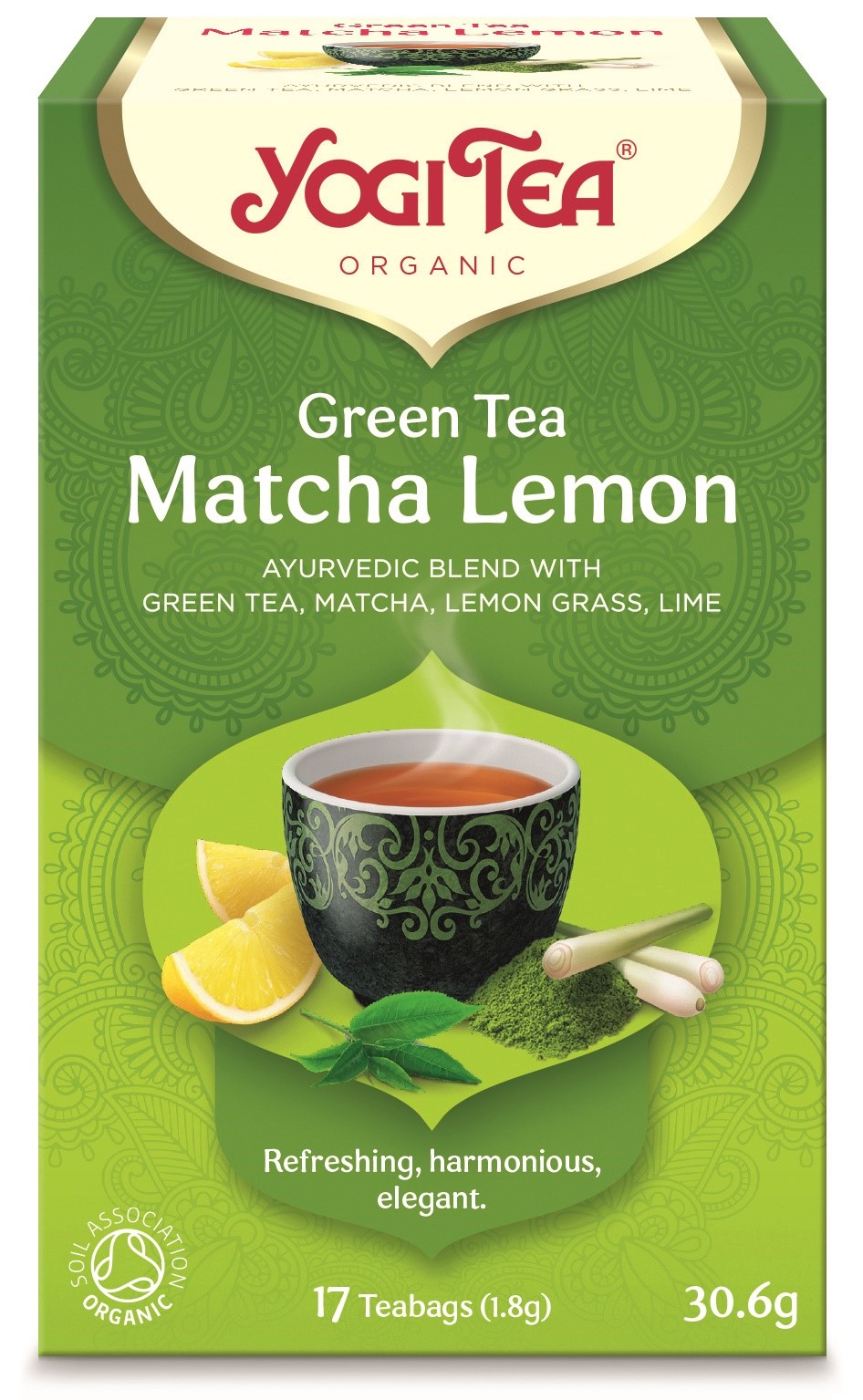 Yogi tea herbata zielona z cytryną i matchą (green tea matcha lemon) bio (17 x 1,8 g) 30,6 g