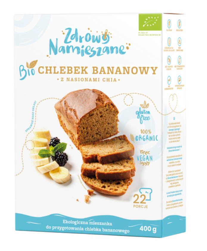 Zdrowo namieszane mieszanka na chlebek bananowy z nasionami chia bezglutenowa bio 400 g