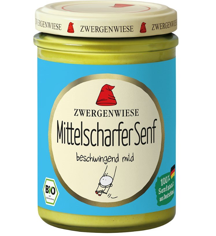 Zwergenwiese musztarda średnio ostra bezglutenowa bio 160 ml