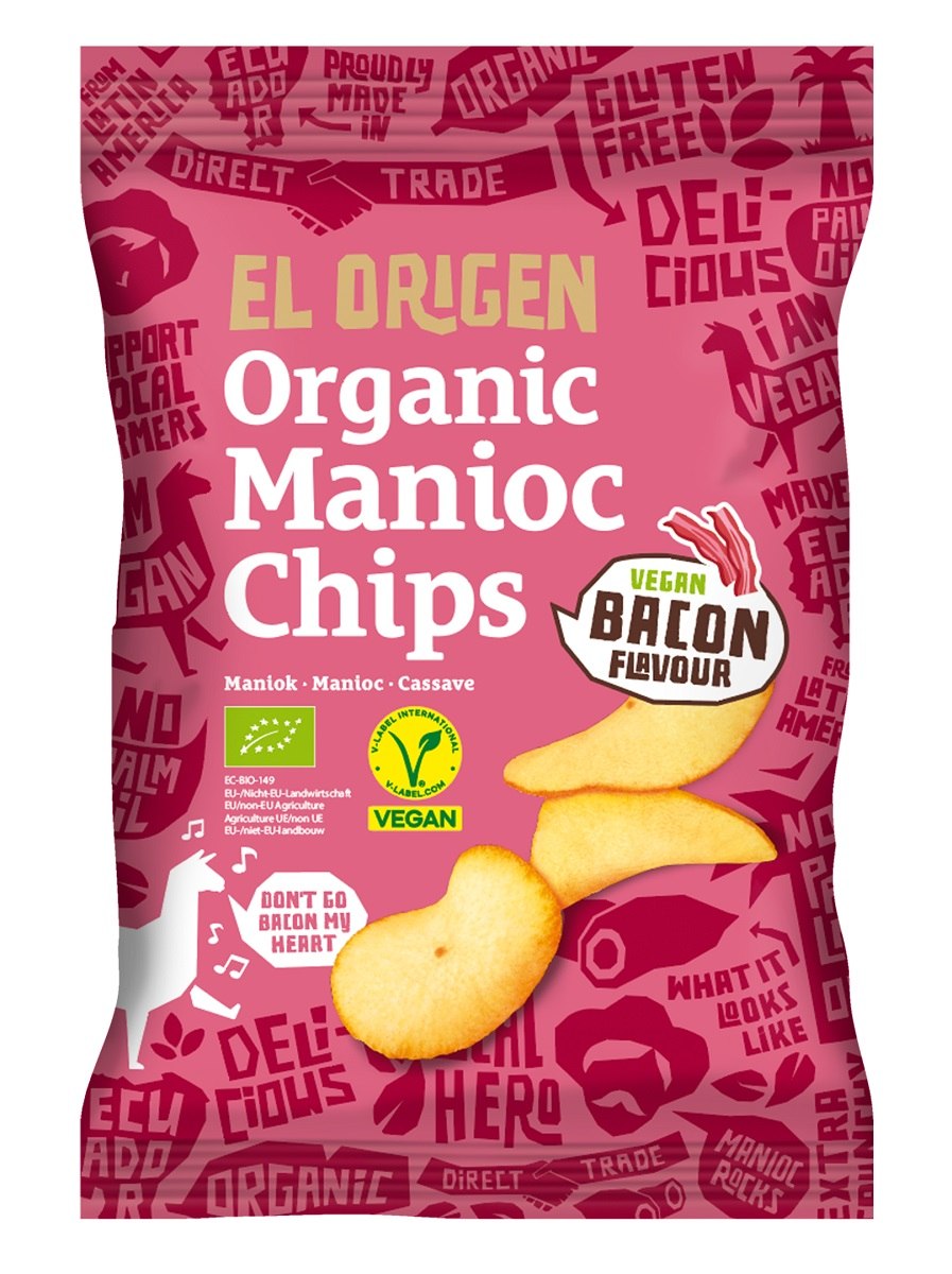 Chipsy z manioku o smaku bekonu wegańskie bezglutenowe bio 60 g - el origen