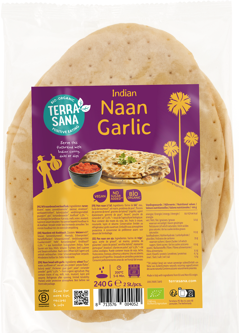 Chleb naan czosnkowy bio 240 g - terrasana