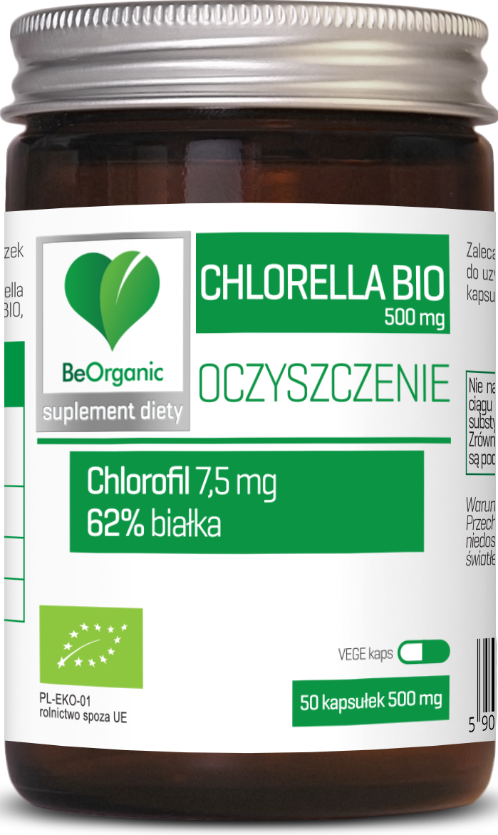 Chlorella bio (500 mg) 50 kapsułek - be organic