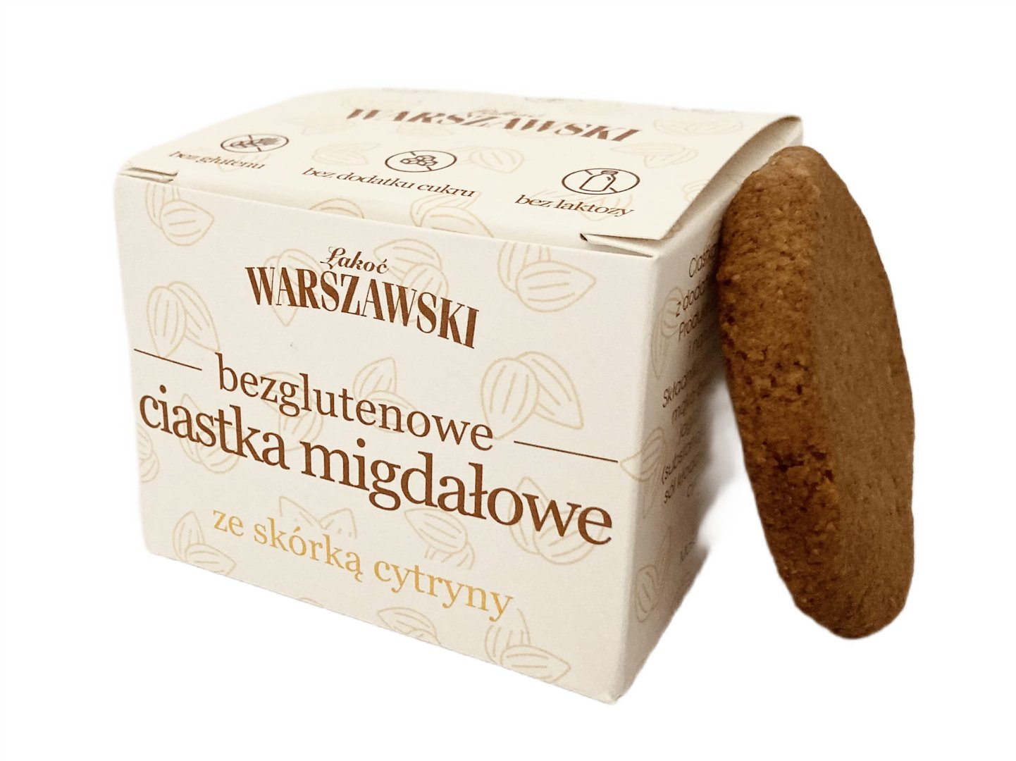 Ciastka migdałowe ze skórką cytryny bez dodatku cukrów bezglutenowe 150 g - łakoć warszawski