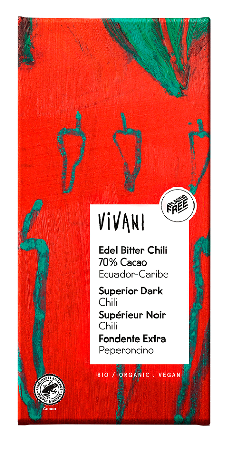 Czekolada gorzka z chili bio 100 g - vivani