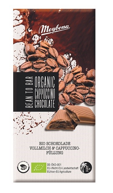 Czekolada mleczna z nadzieniem o smaku cappuccino bio 100 g - meybona
