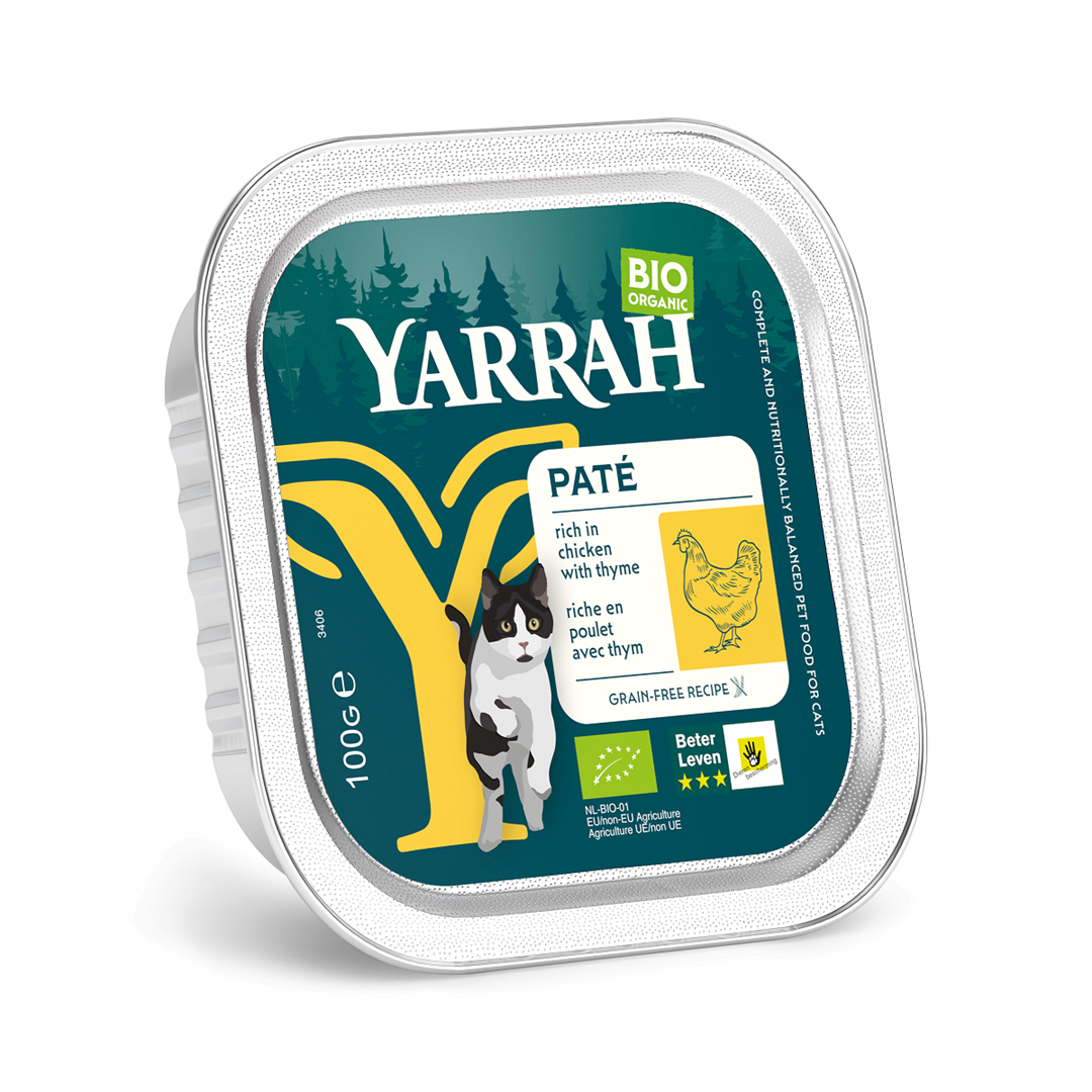 (dla kota dorosłego) pasztet z kurczaka z tymiankiem bio 100 g - yarrah