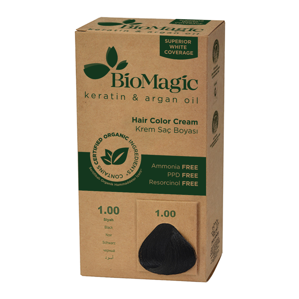 Farba do włosów czarna (1.00) 250 g - biomagic