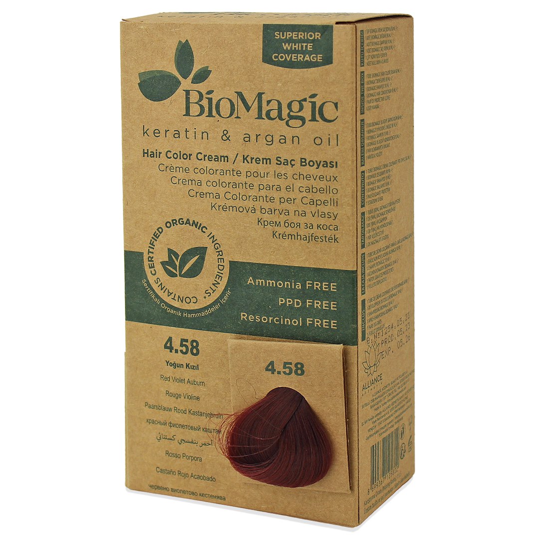 Farba do włosów czerwony kasztan (4.58) 250 g - biomagic