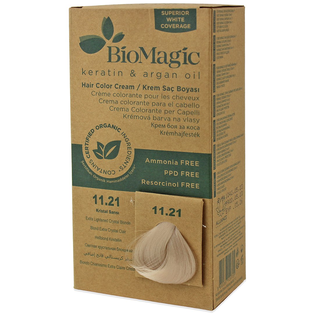 Farba do włosów extra jasny kryształowy blond (11.21) 250 g - biomagic