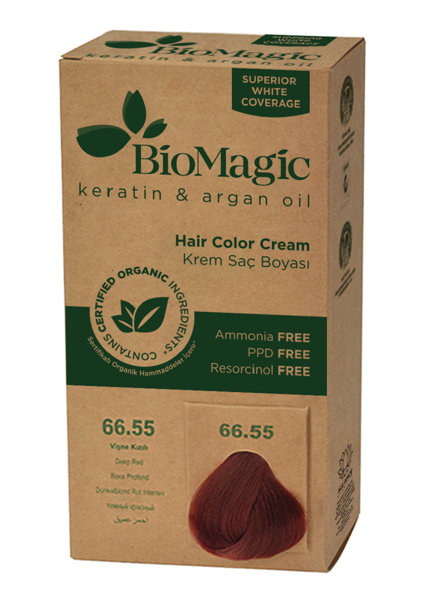 Farba do włosów głęboka czerwień (66.55) 250 g - biomagic