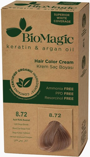Farba do włosów jasny beżowy blond (8.72) 250 g - biomagic
