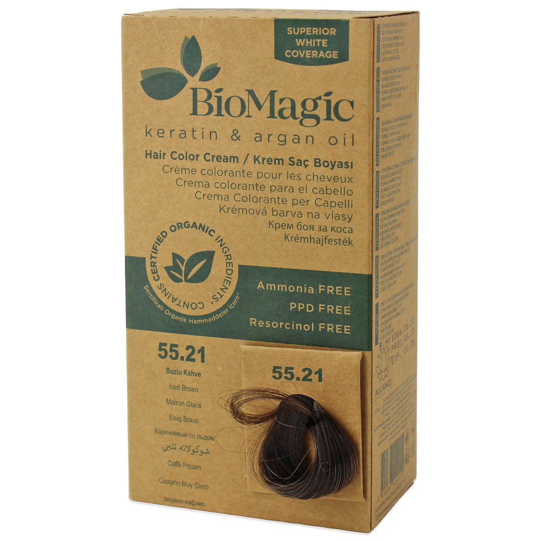 Farba do włosów mroźny brąz (55.21) 250 g - biomagic
