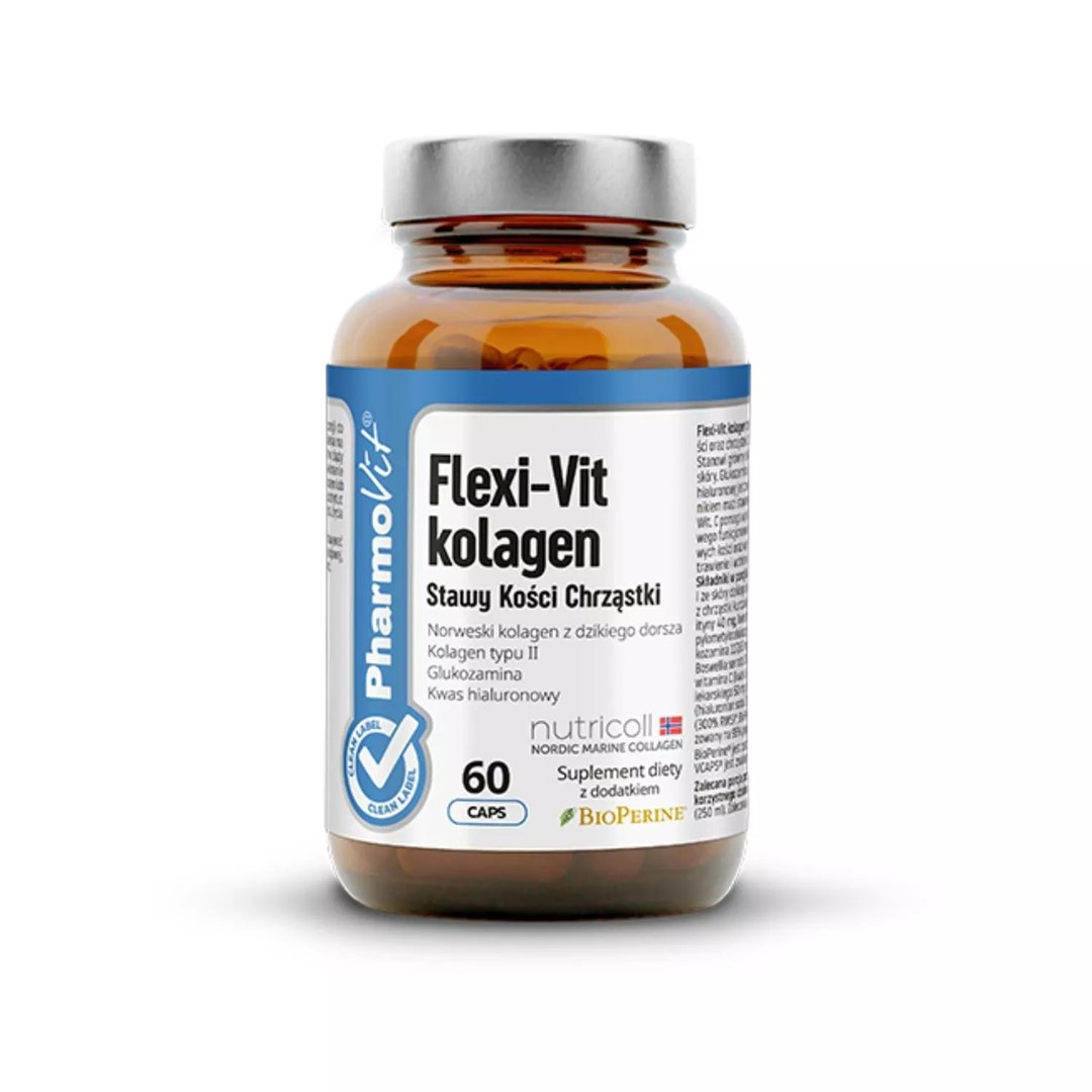 Kapsułki na wsparcie stawów, kości i chrząstek flexi-vit kolagen bezglutenowe 60 szt. - pharmovit