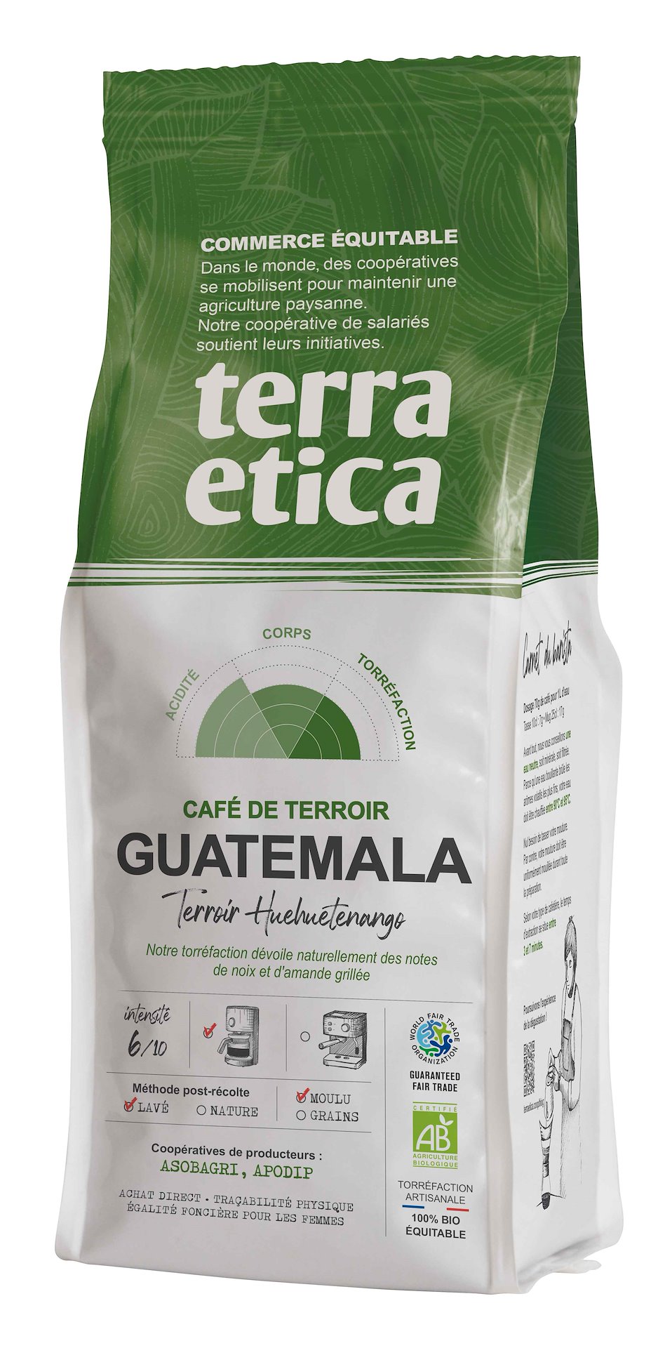Kawa mielona arabica 100 % gwatemala fair trade bio 250 g - terra etica