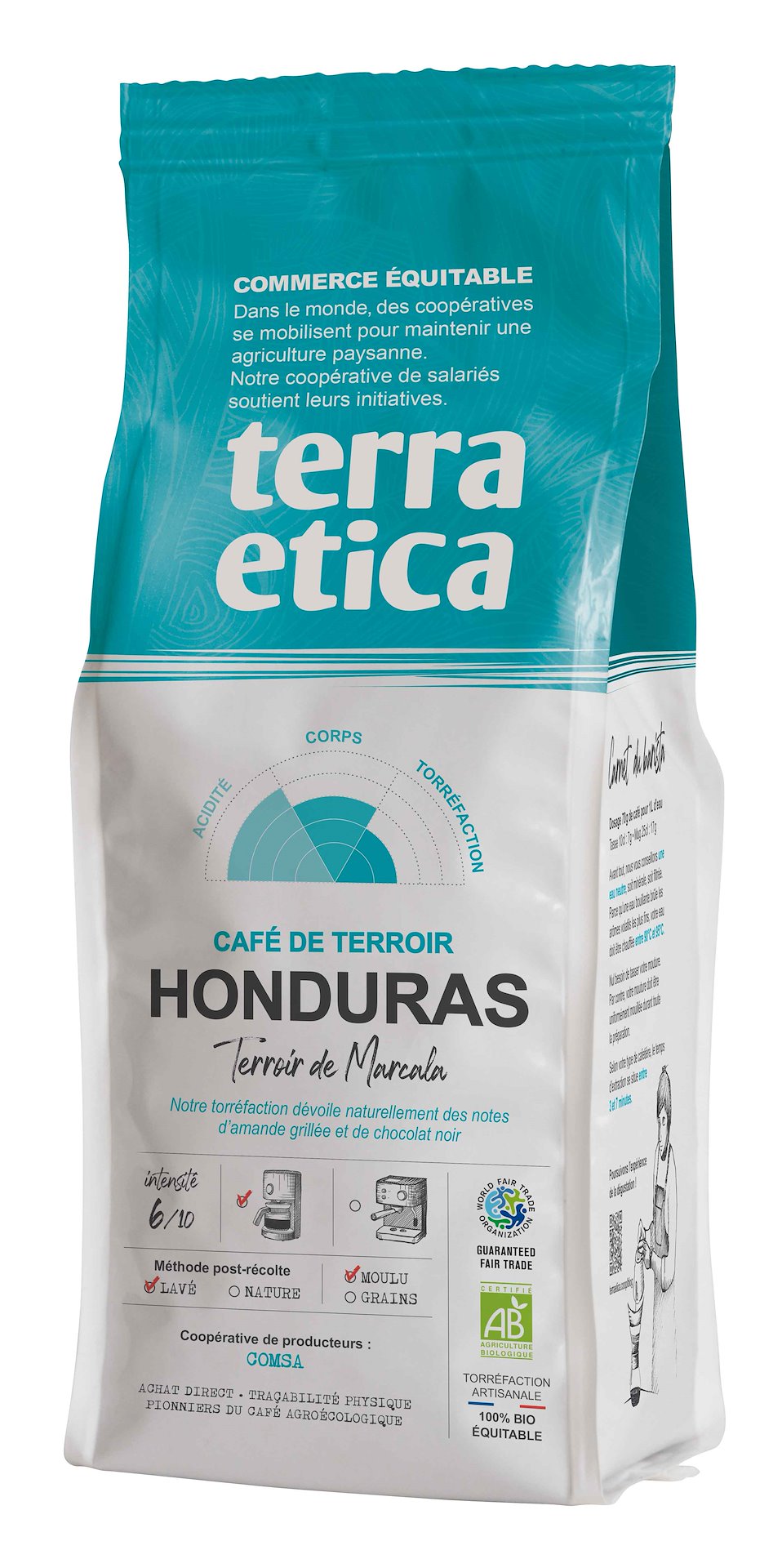 Kawa mielona arabica 100 % honduras fair trade bio 250 g - terra etica