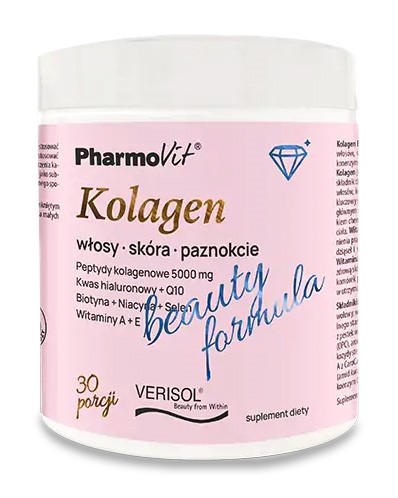 Kolagen o smaku brzoskwinia - banan beauty formula bezglutenowy 174 g - pharmovit