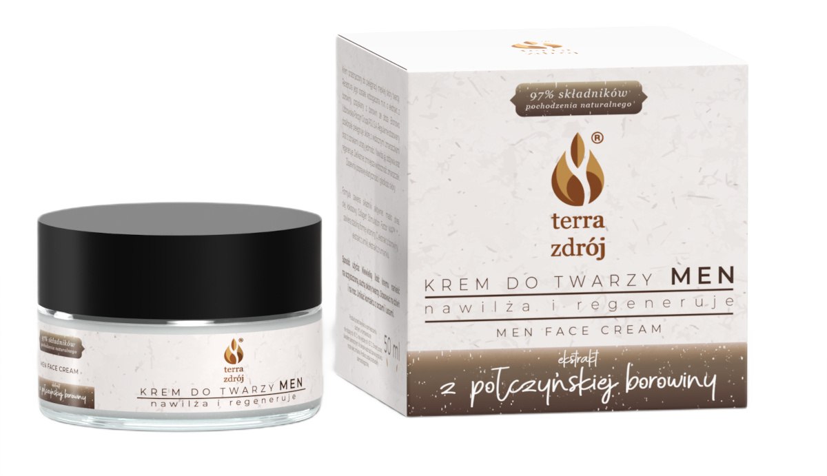 Krem do twarzy dla mężczyzn nawilżająco - regenerujący 50 ml - terra zdrój (seria borowinowa)