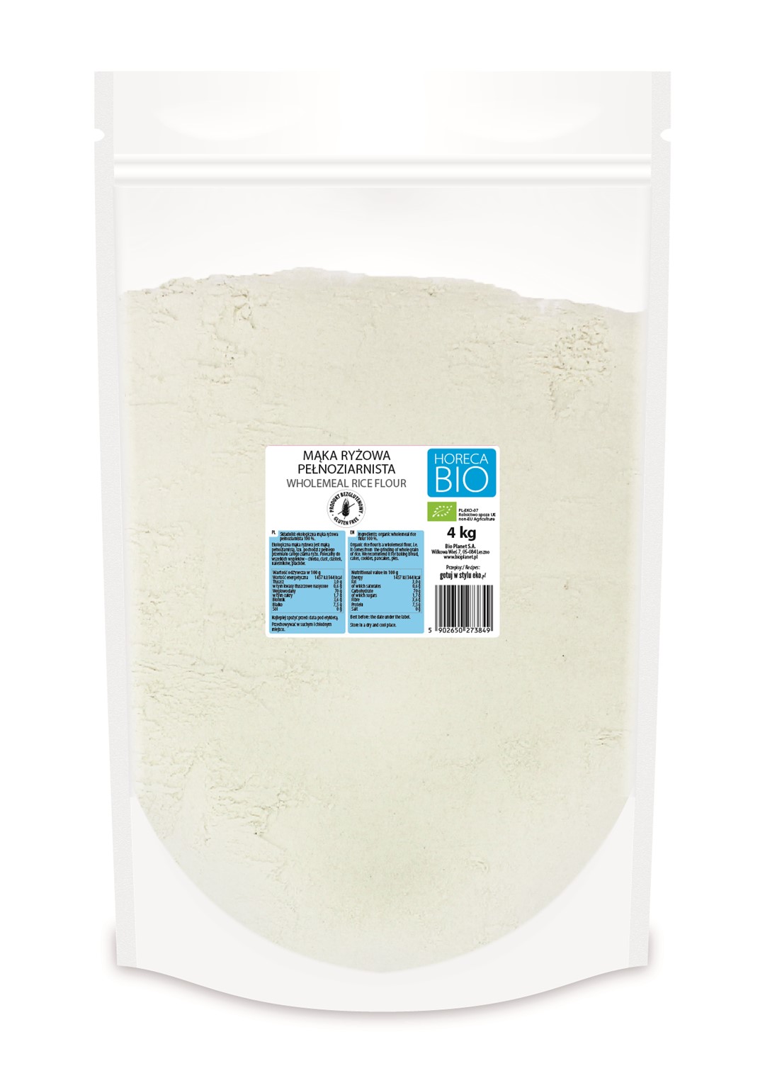 Mąka ryżowa pełnoziarnista bezglutenowa bio 4 kg - horeca (bioplanet)