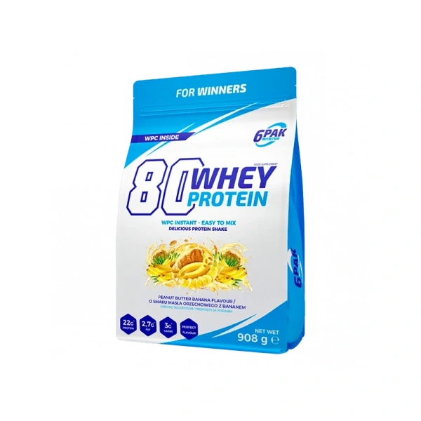 6PAK 80 Whey Protein 908g o smaku bananowym