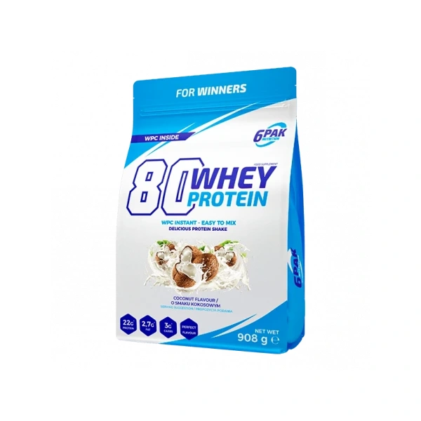 6PAK 80 Whey Protein 908g o smaku kokosowym