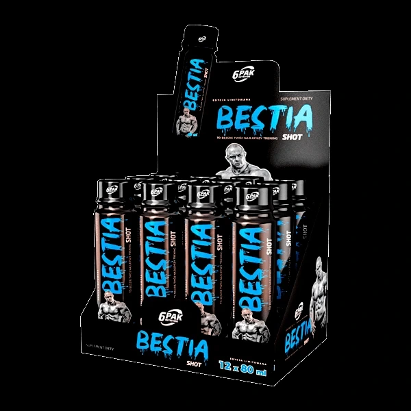 6PAK Bestia 12x80ml shot o smaku tropikalnym