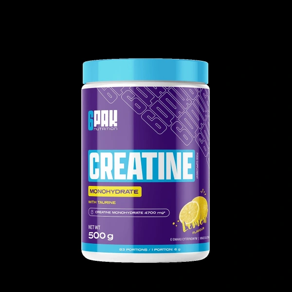 6PAK Creatine Monohydrate (Monohydrat Kreatyny) 500g o smaku cytrynowym