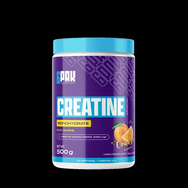 6PAK Creatine Monohydrate (Monohydrat Kreatyny) 500g o smaku pomarańczowym