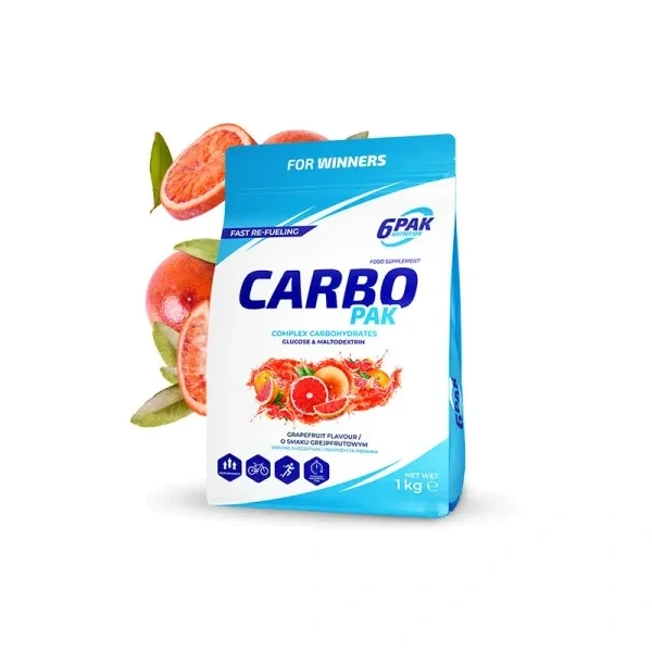 6PAK Carbo PAK 1kg o smaku grejpfrutowym