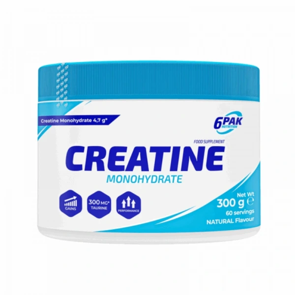 6PAK Creatine Monohydrate Kreatyna o smaku naturalnym 300g