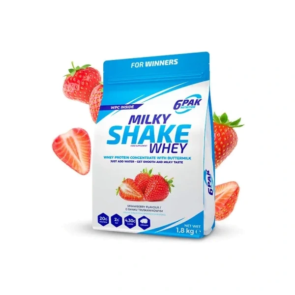 6PAK Milky Shake Whey 700g białko WPC o smaku truskawkowym