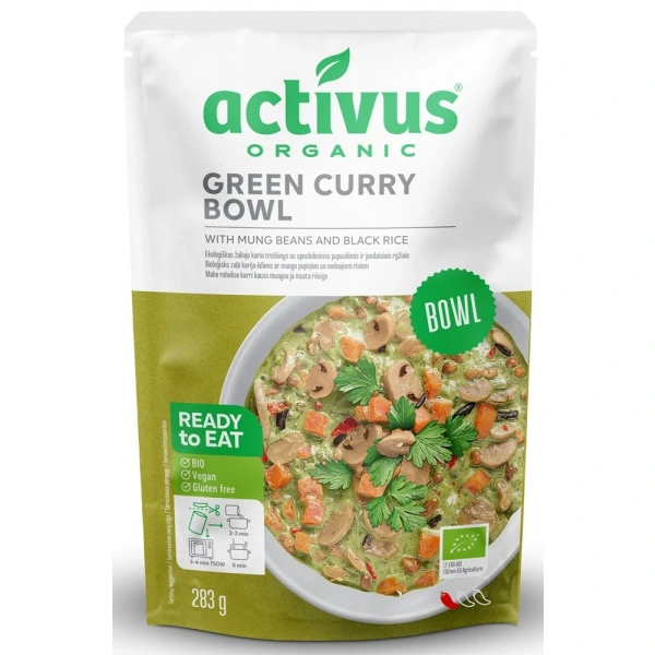 ACTIVUS Danie zielone curry z fasolą mung i czarnym ryżem BEZGL. BIO 283 g