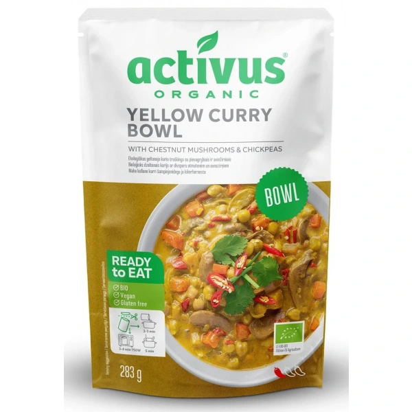 ACTIVUS Danie żółte curry z brązowymi pieczarkami i ciecierzycą BEZGL. BIO 283 g
